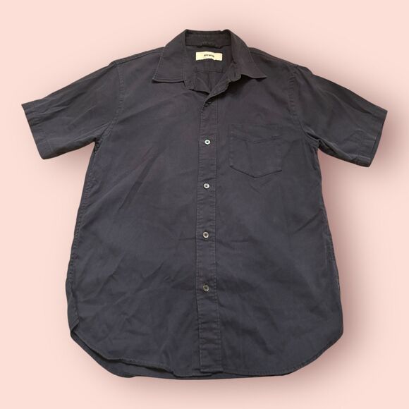 Buck Mason Shirt Mens Medium Blue Classic Fit Short Sleeve Collared Button Down - Picture 1 of 9